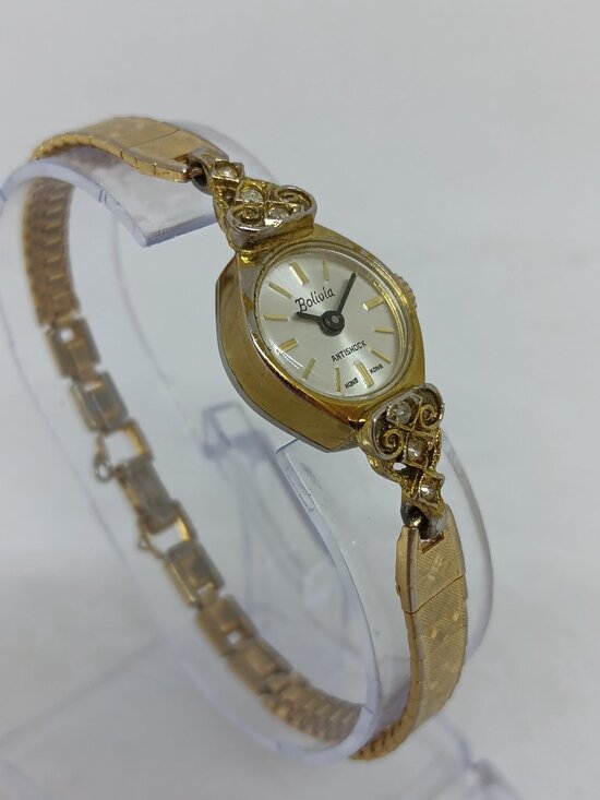 VINTAGE 1965 Bolivia Women\'s 17 mm Manual Wind Gold Tone Watch main image 10